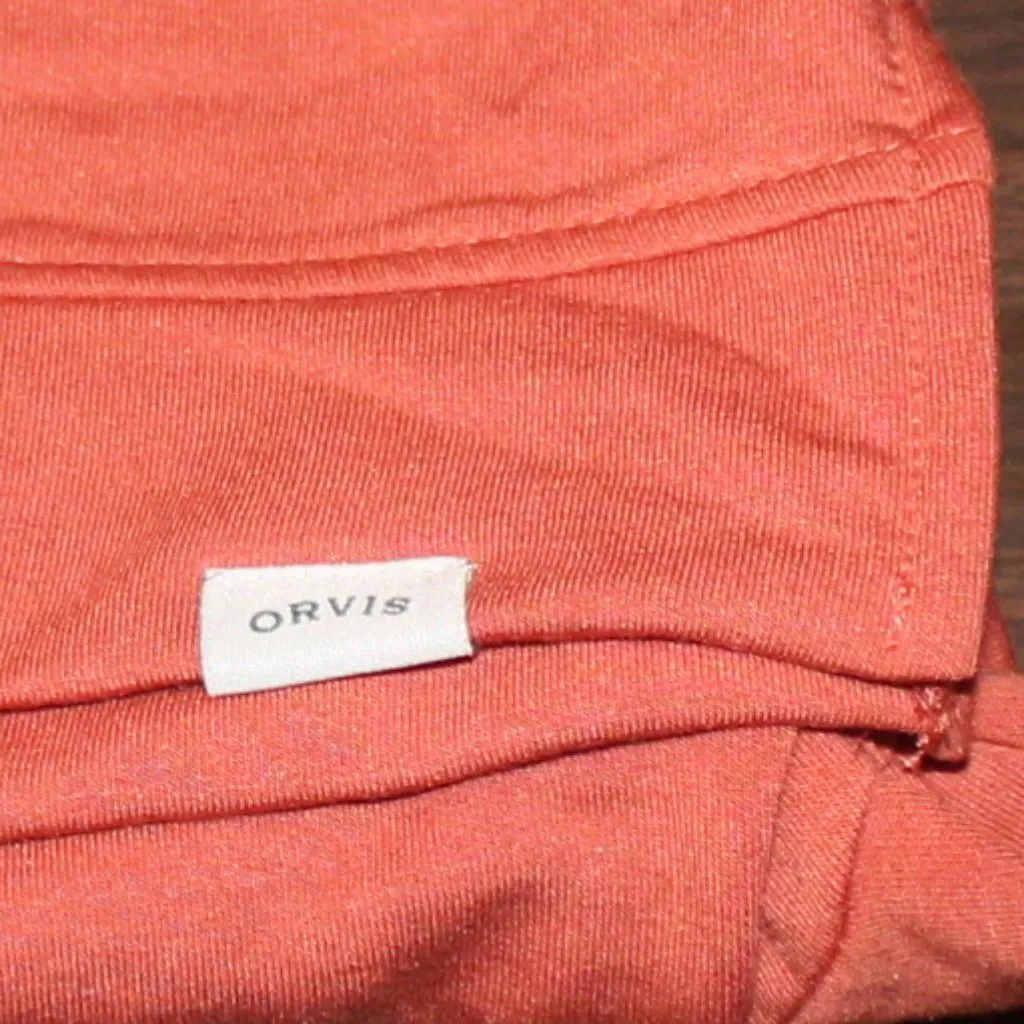 Orvis Orange V Neck Terry Long Sleeve Pullover - Image 4