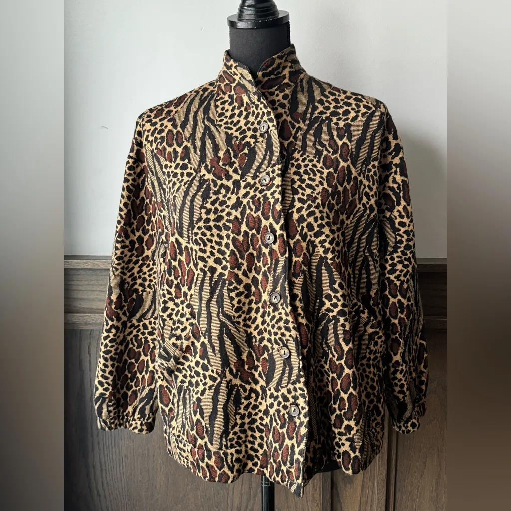 TanJay Petites brown tan Animal Print Jacket medium Size undefined - Image 2