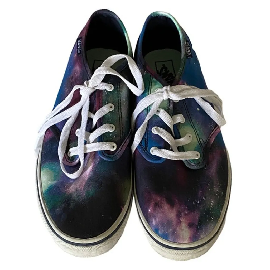 Vans Women Low Top Sneaker Size 6 Purple Blue Galaxy Print Lace Up Canvas Upper‎ - Image 3
