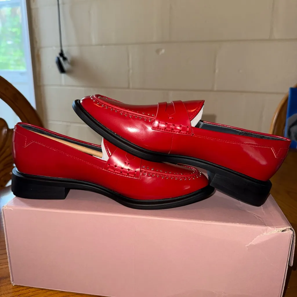 Franco Sarto A-Eden Studded Loafers | Red Patent | NWT | Women’s Size 6 - Image 7