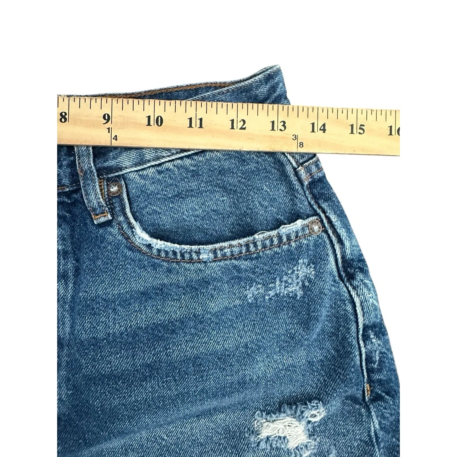 Free People We the Free Size 28 Jean Shorts Denim‎ Ripped Button Fly #AA5-5 - Image 3