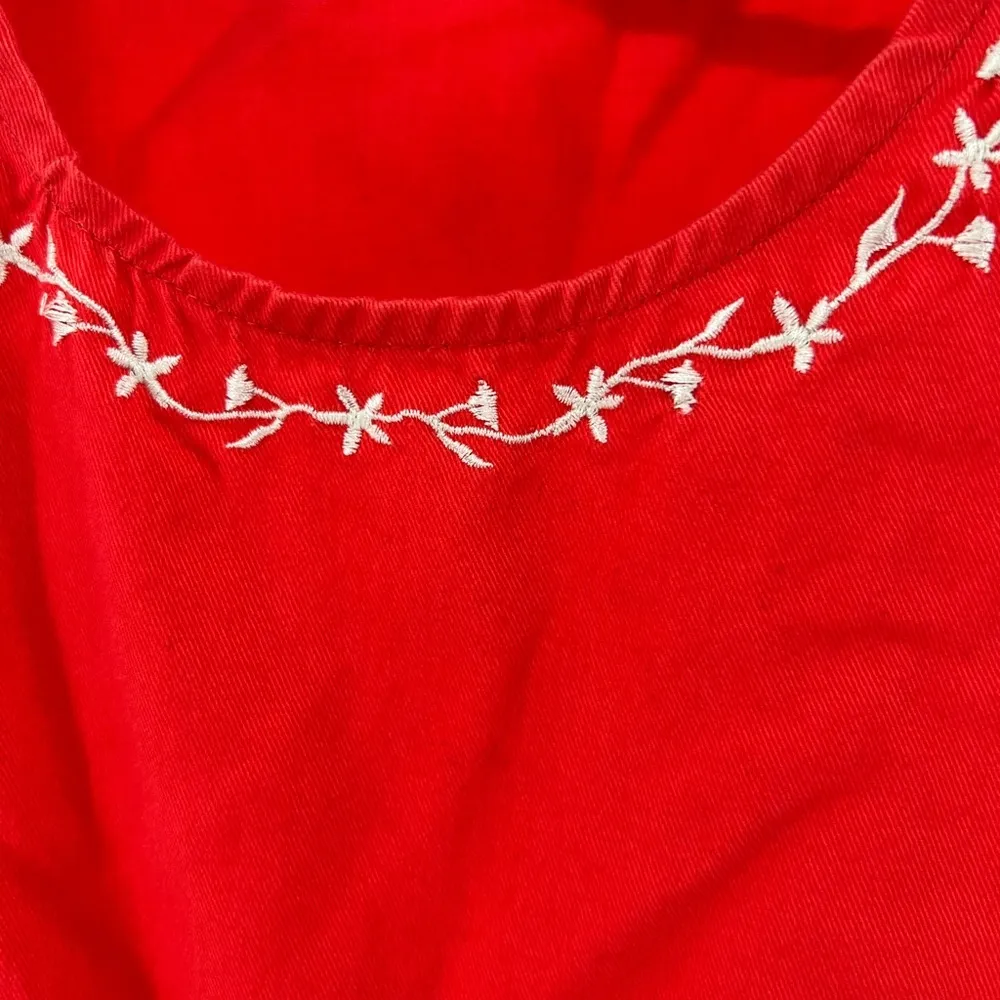 Vintage Southern Expressions small tank dress embroidered floral red cotton - Image 6