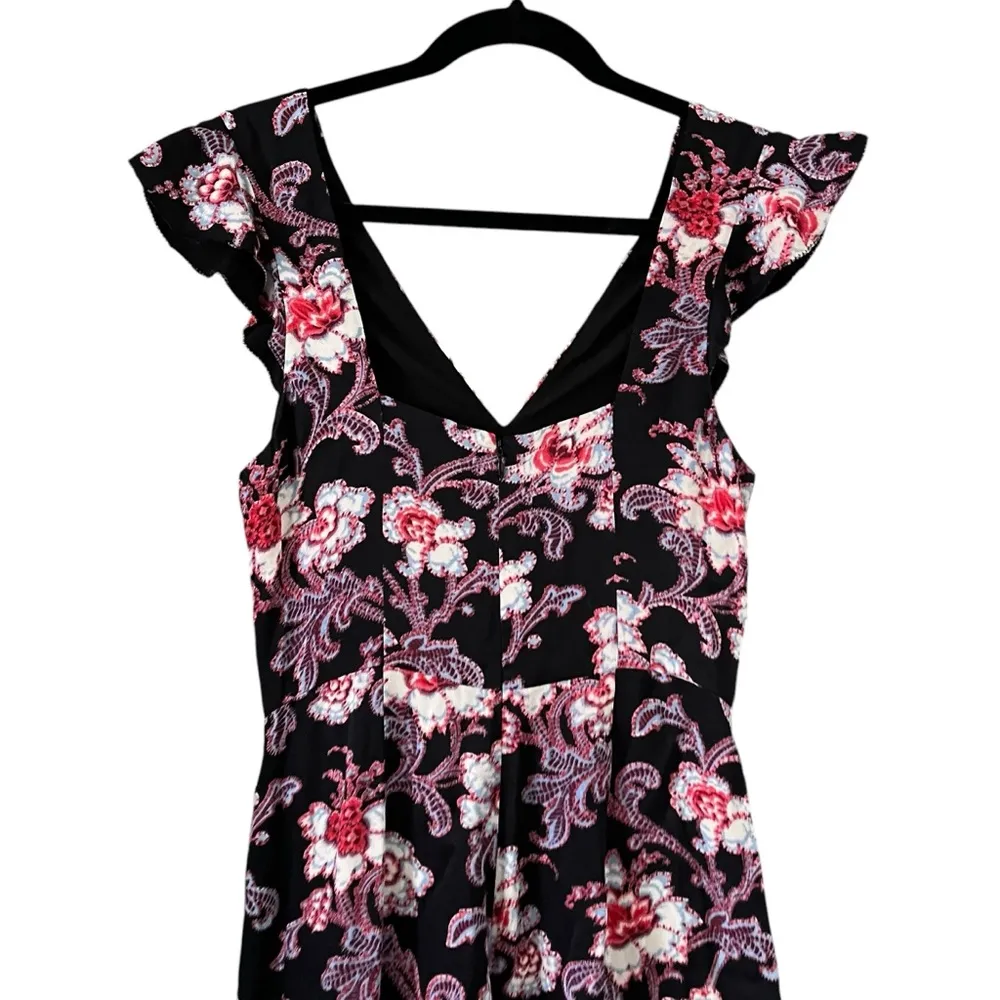 Club Monaco Floral Cropped Leg Jumpsuit Flutter Sleeve, Sz 2 - Image 7