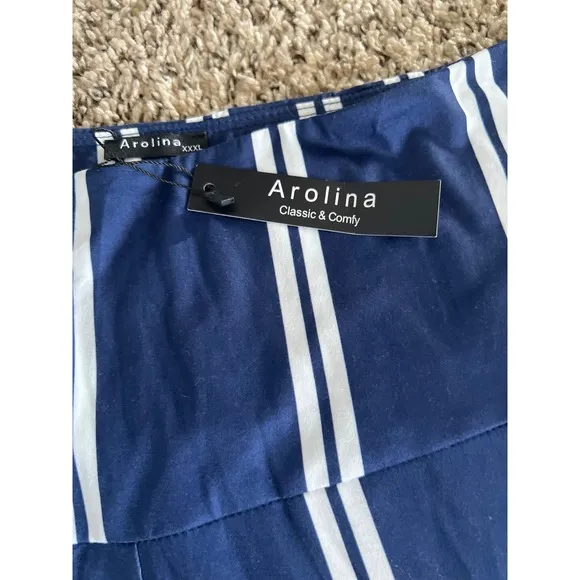 NWT Arolina Women's‎ blue/white stripped classic & comfy pants size XXXL - Image 5