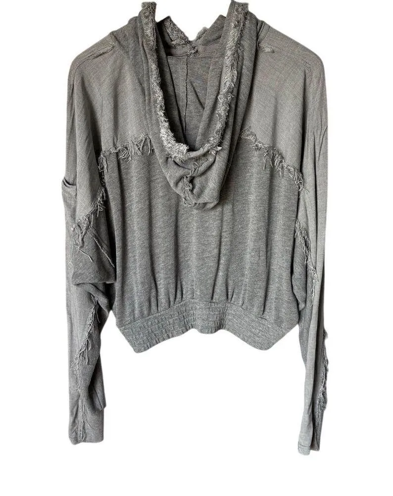 Free People Women's Windy Meadow Hoodie Gray Size S Long Sleeve Relaxed Fit - Image 4