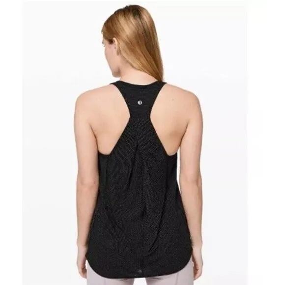 Lululemon 6 Just Pleat It Tank Black Pleated Mesh Back Panel Active - Image 2