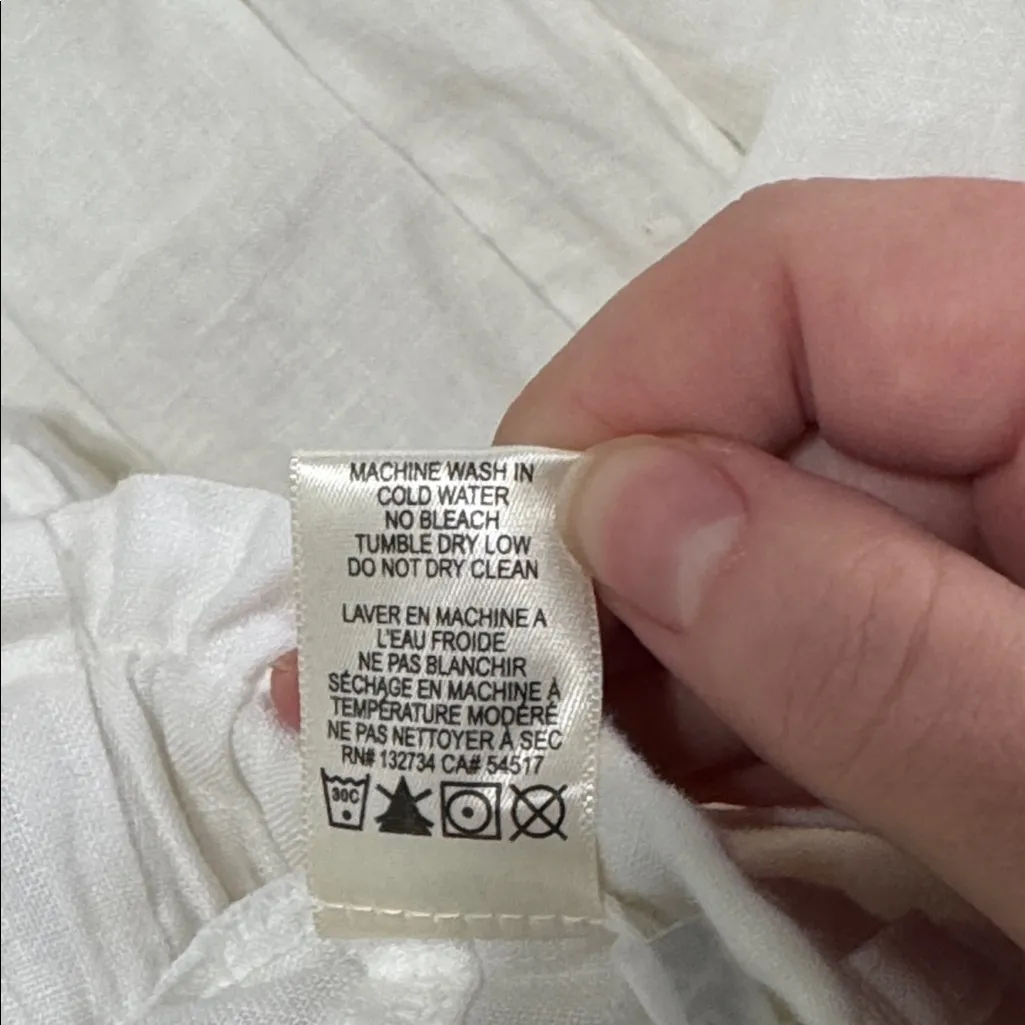 Cloth & Stone Anthropologie Wide Leg Crop Off White Linen Pants size XS - Image 11