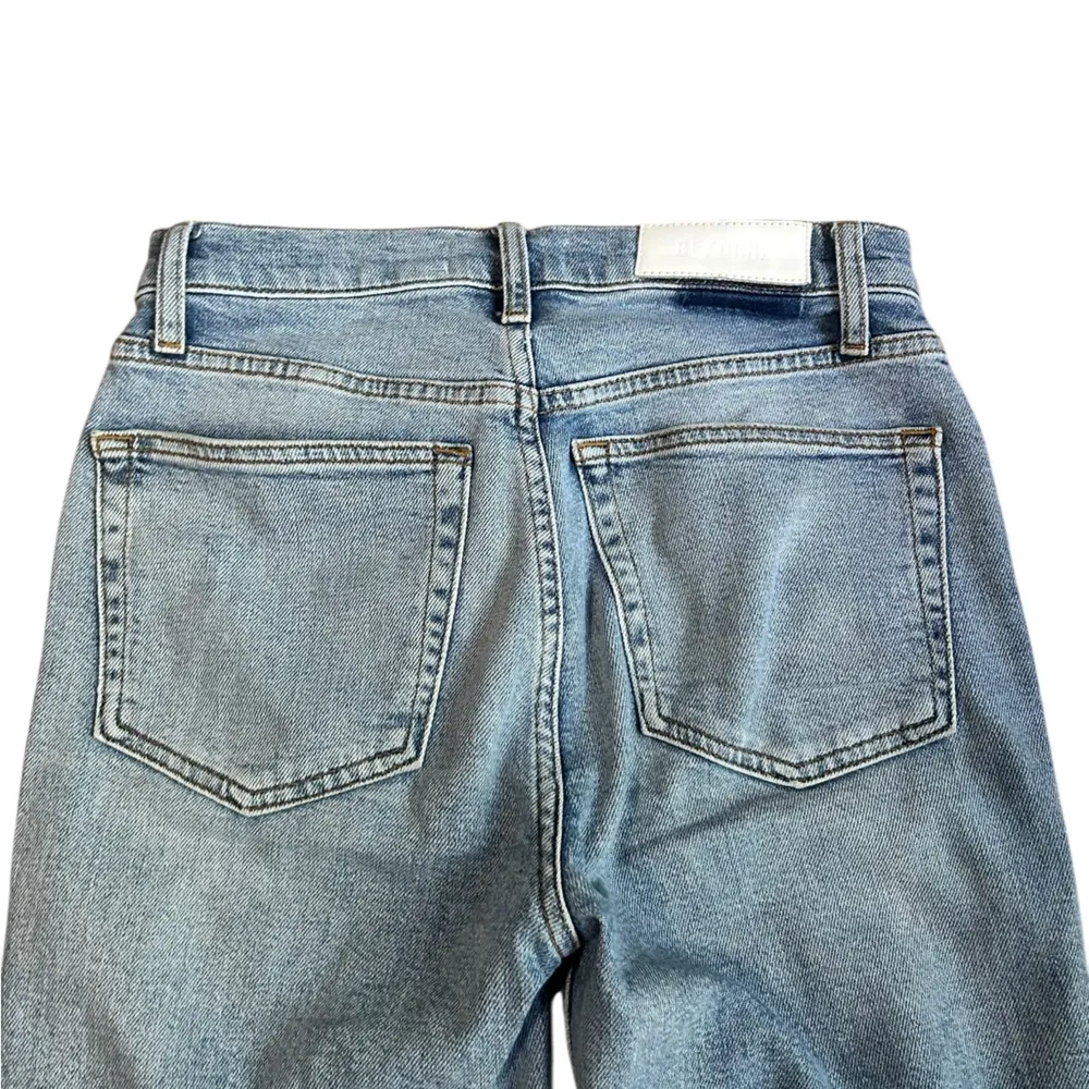 Re/Done Stove Pipe Cropped Jeans Light Wash Raw Hem Size 26 Mid 90s Button Fly - Image 10