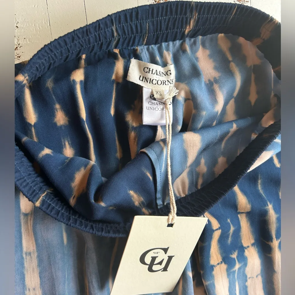 Chasing unicorns under the sea appliqué embroidered pants Blue Size XS - Image 12