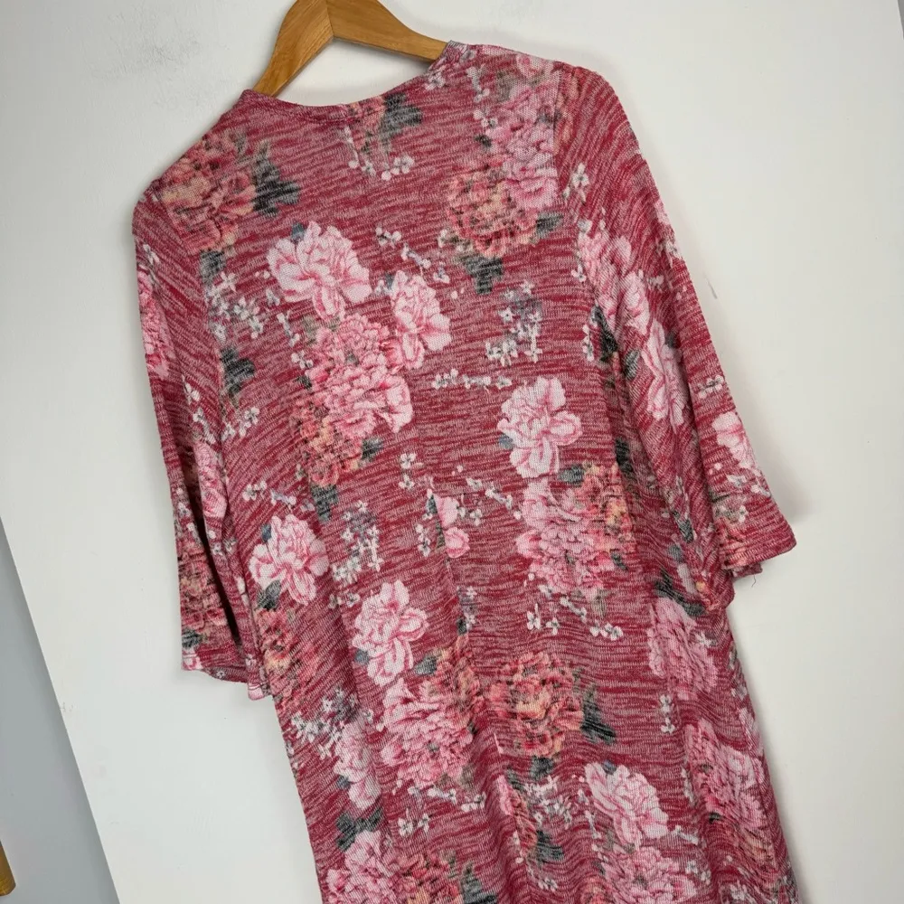 Torrid Kimono Hi Low Duster Pink Floral Print Sz M/L - Image 14