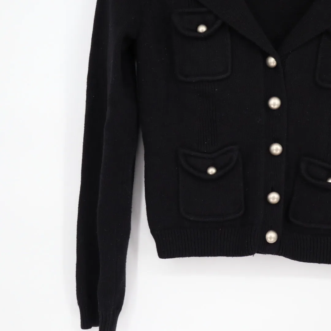 Mossimo Black Knit Button Front Cardigan Jacket Blazer Style Pockets Size M - Image 4