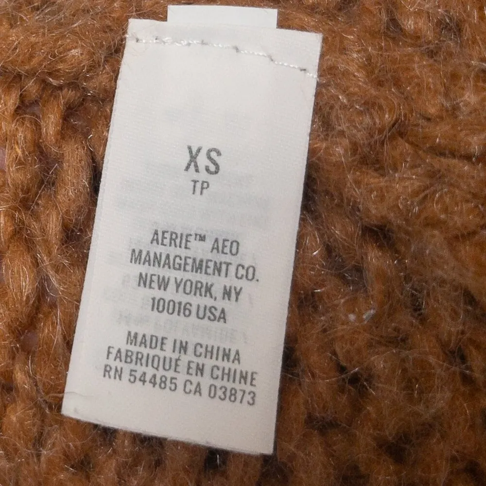 Aerie Fuzzy Feels Mohair Wool Knit Oversized Varsity Stripe Sweater Loose Chunky - Image 9