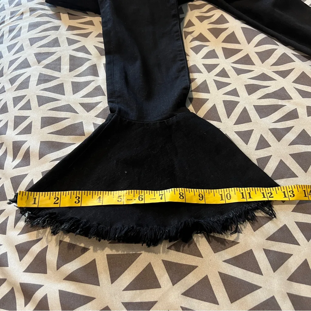 FRAME Denim Le Skinny De Jeanne Flounce Raw Edge Stretch Black‎ Denim Size 25 - Image 17