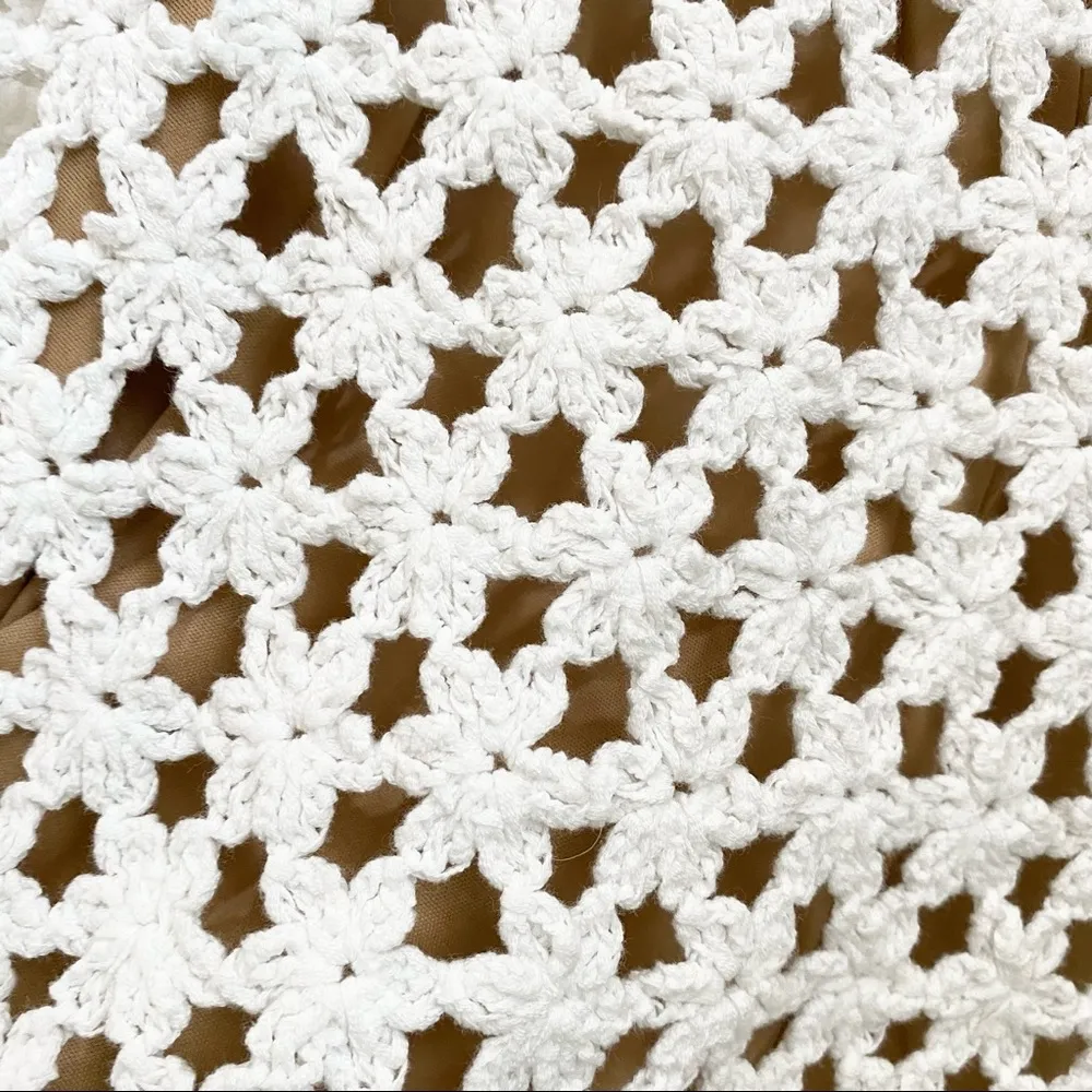 MICHAEL Michael Kors White Crocheted Midi Sheath Dress S - Image 10