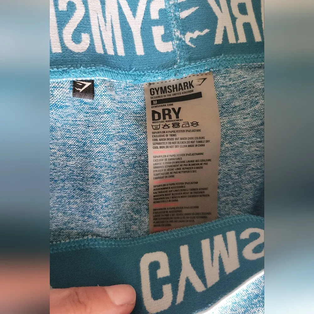 Gymshark Flex Teal Blue Crop Workout Leggings Size M - Image 3