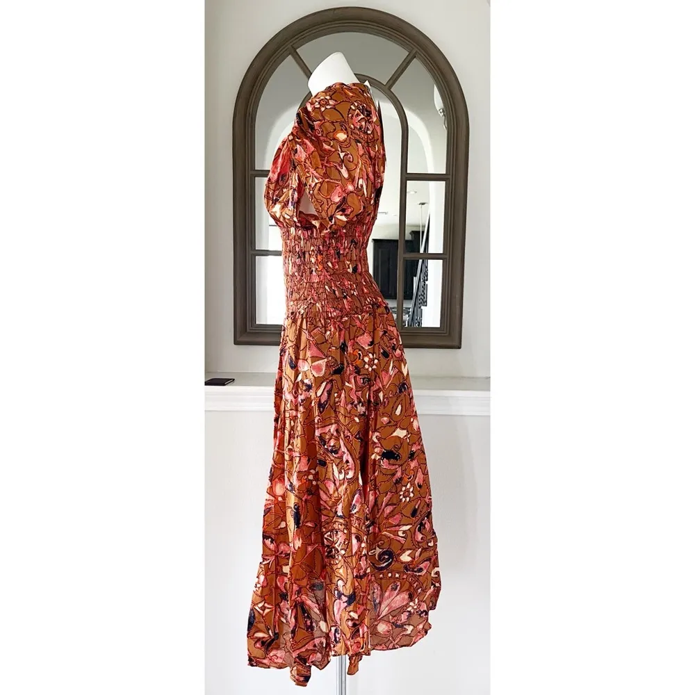 A.L.C. Lucia Floral V Neck Smocked Waist A-Line Midi Dress, Size 2 New w/Tag - Image 7