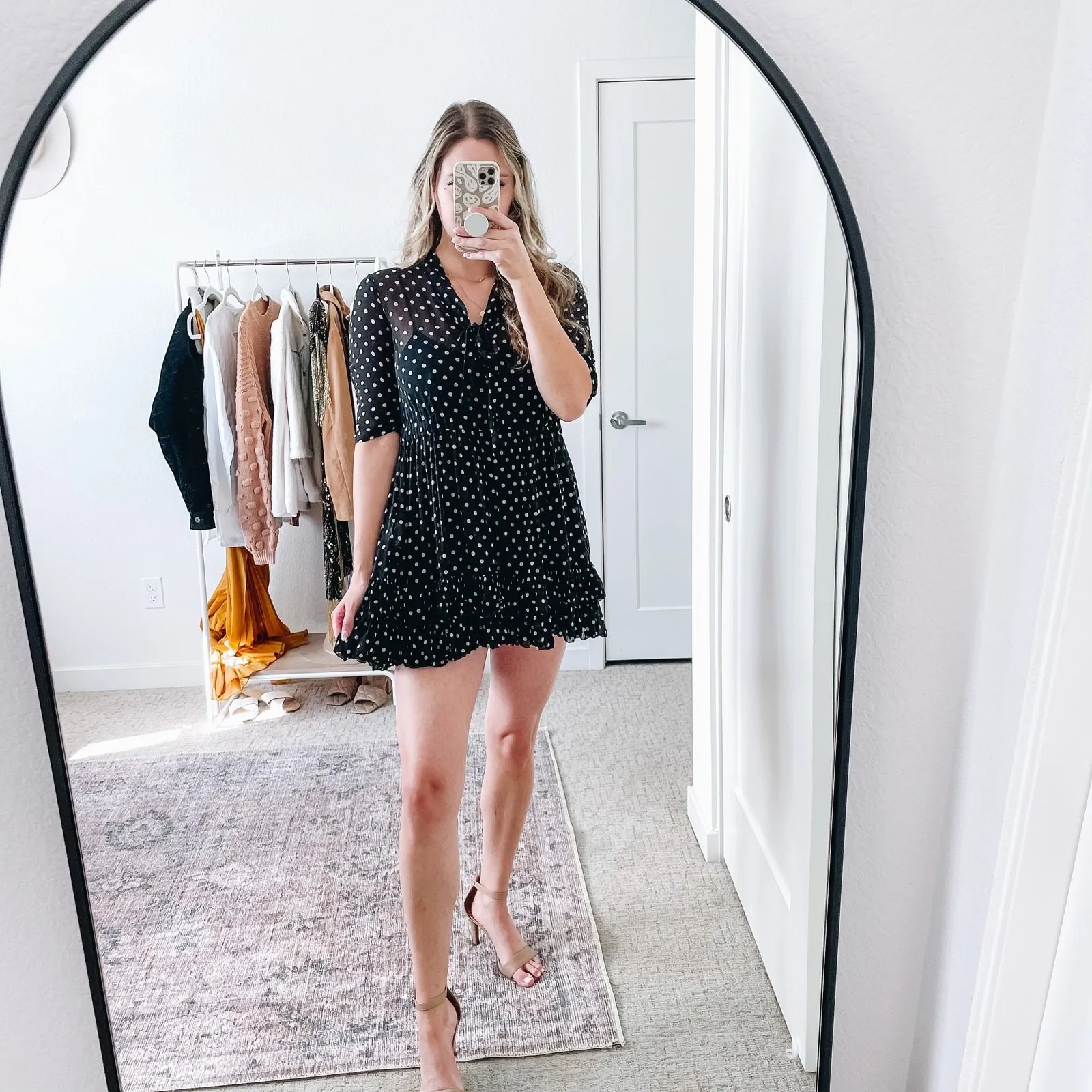 NICHOLAS Black Polka Dot Chiffon Ruffle Mini Dress 0 - Image 2