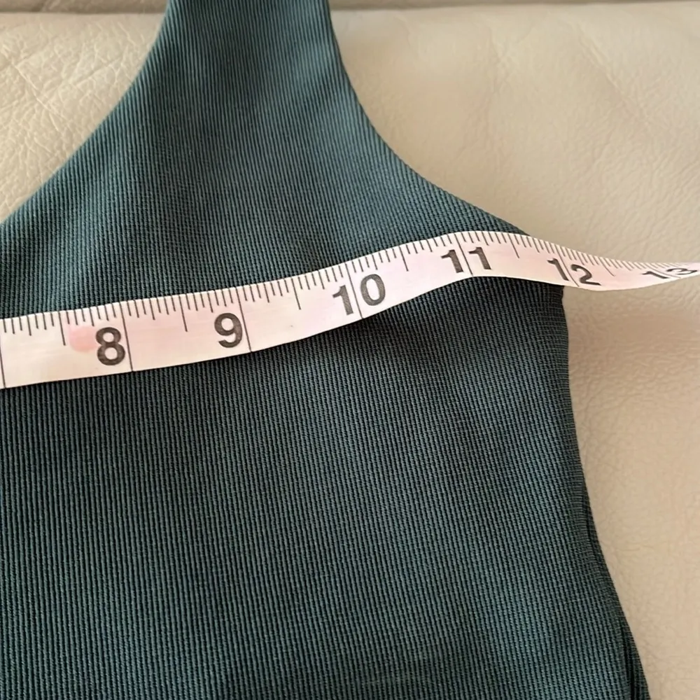 Zara Ribbed sculpt Heart Neckline Crop Green Top Small - Image 5