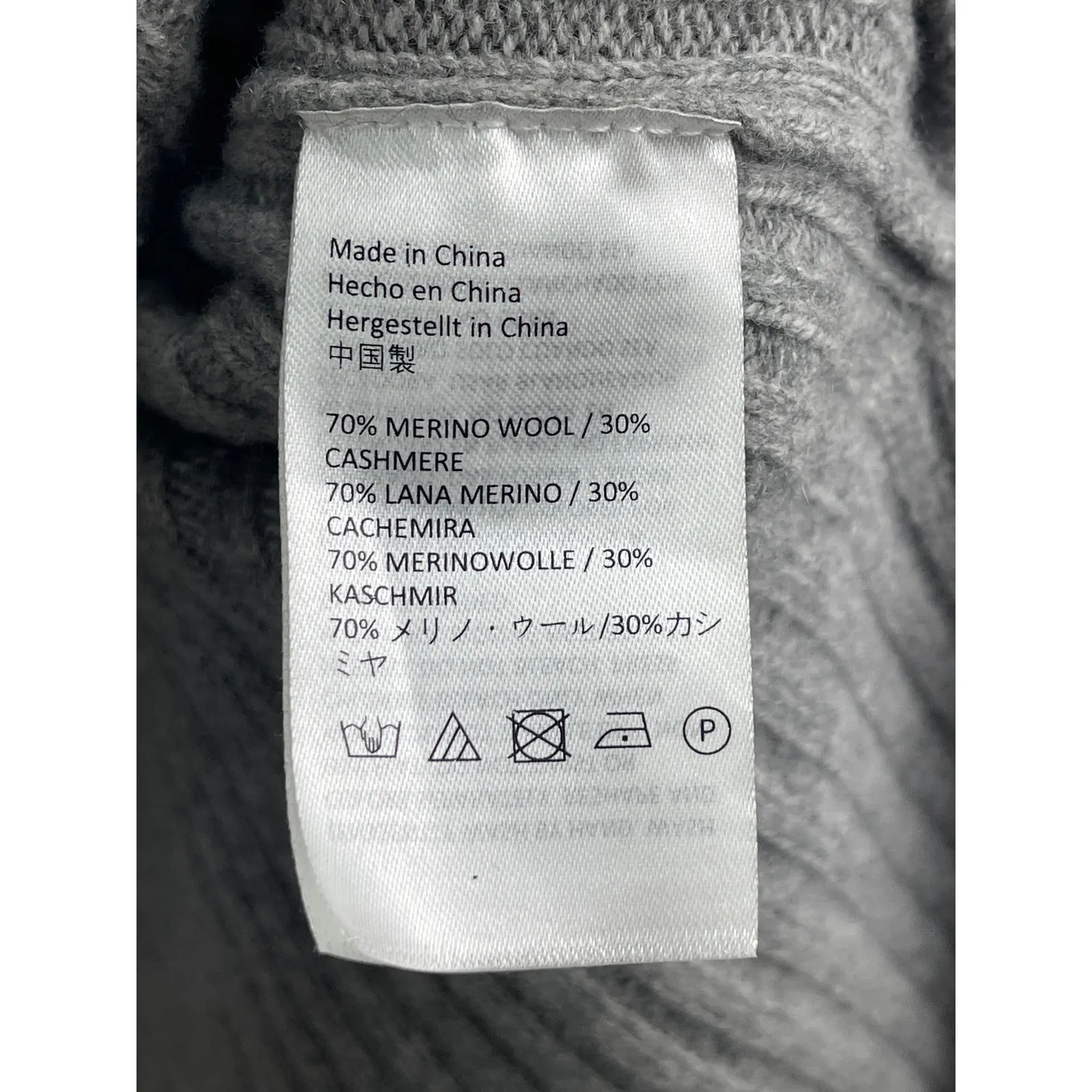 Revive Cashmere Womens Gray Wool Rib Knit Turtleneck Long Sleeve Sweater Top M Size M - Image 4