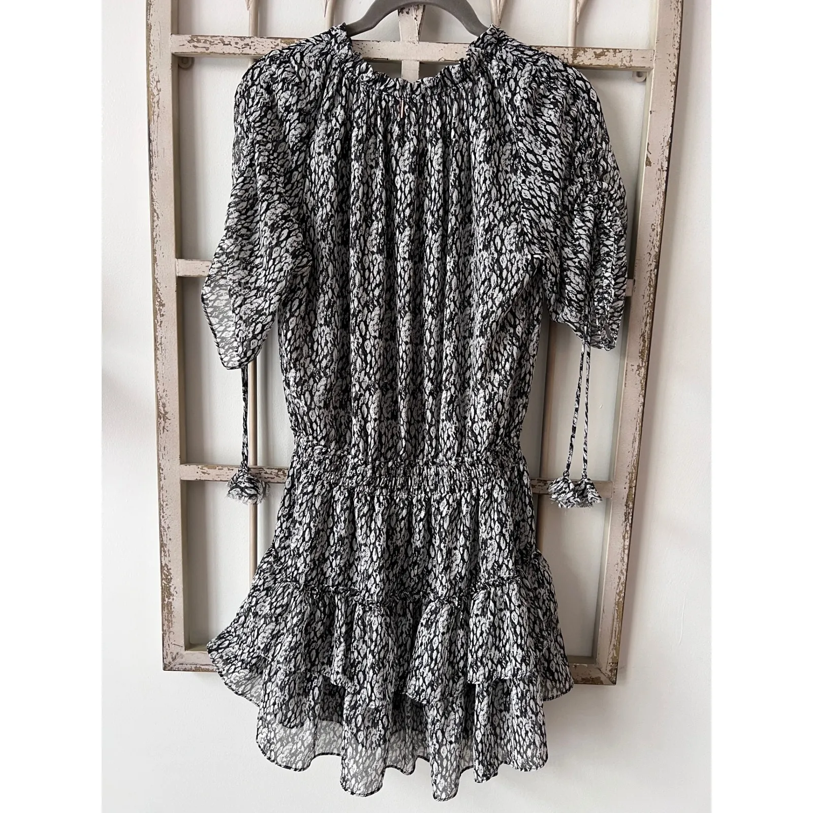 Miss Los Angeles Becca Dress Size Small Black White Chiffon Mini - Image 6