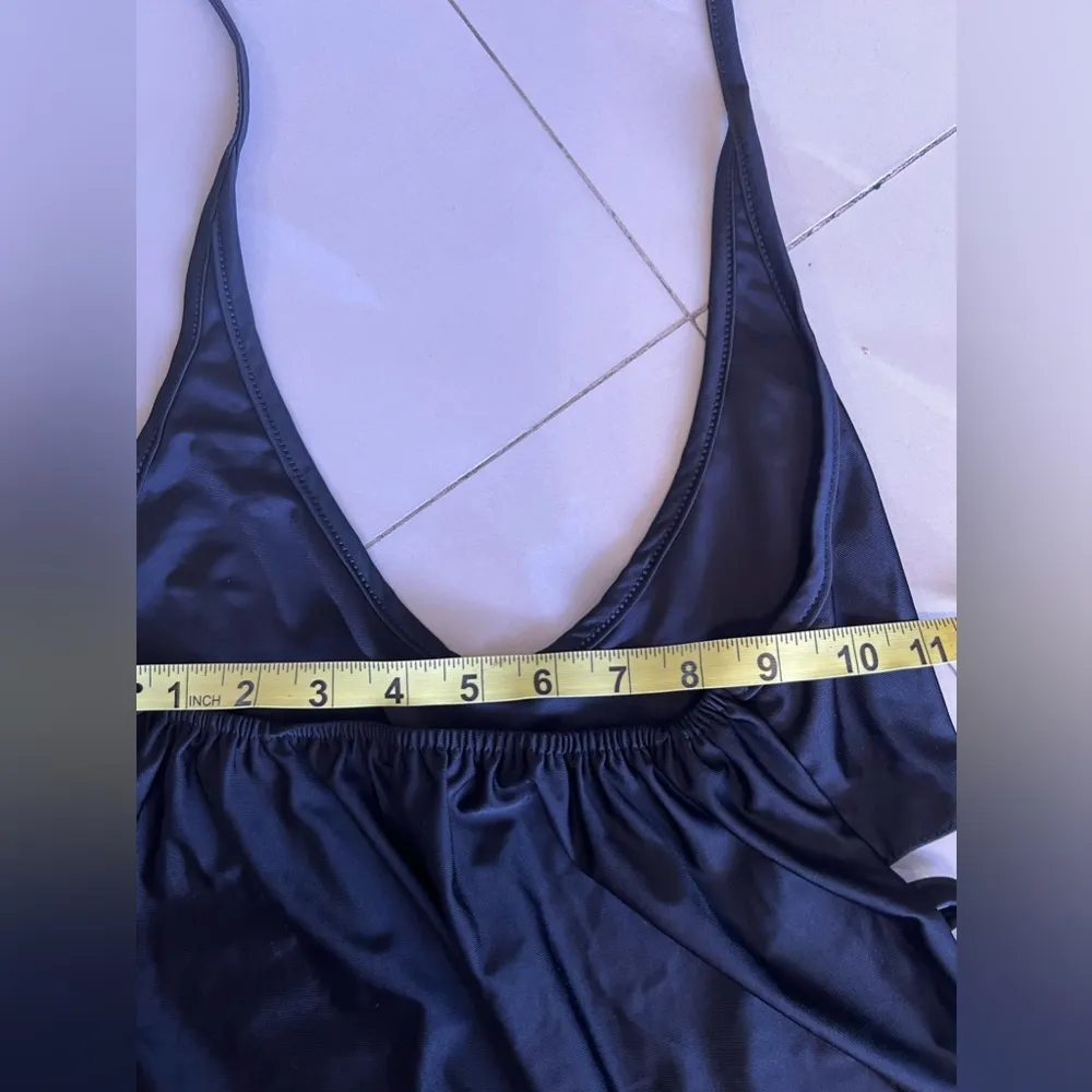 Yoins Yours Inspiration Women’s Solid Black Silky One Piece Bathing Suit Size L - Image 11