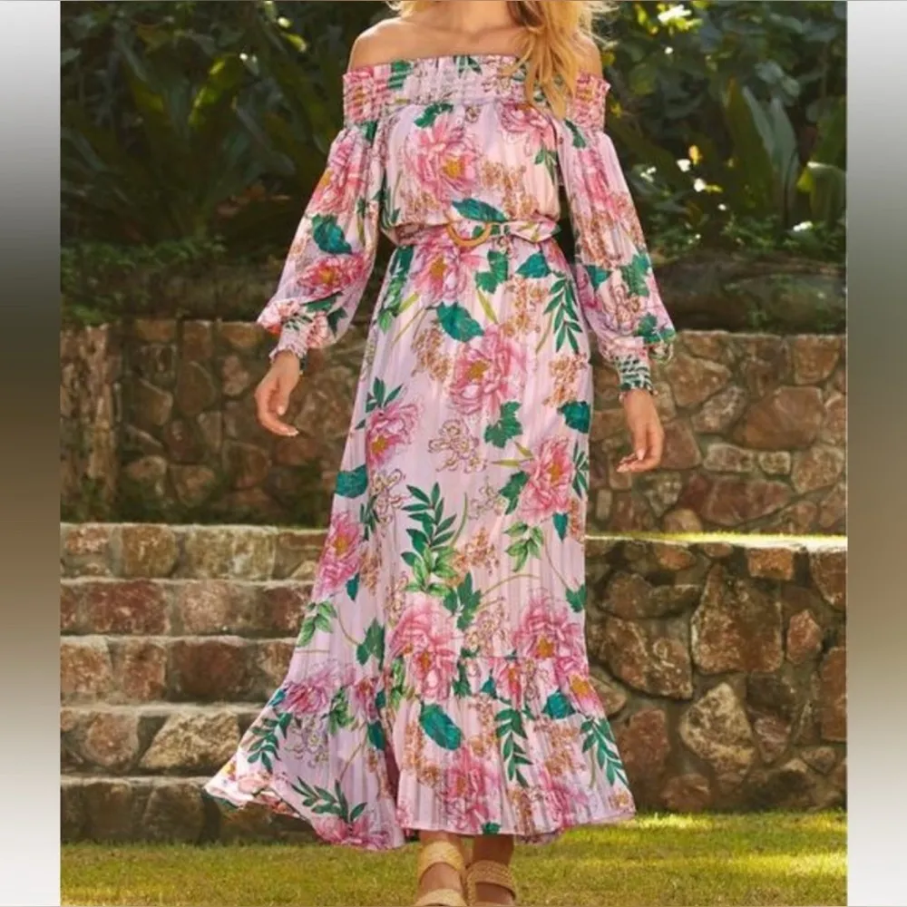 Boston Proper Floral Blooms Off The Shoulder Maxi Dress Size L - Image 2