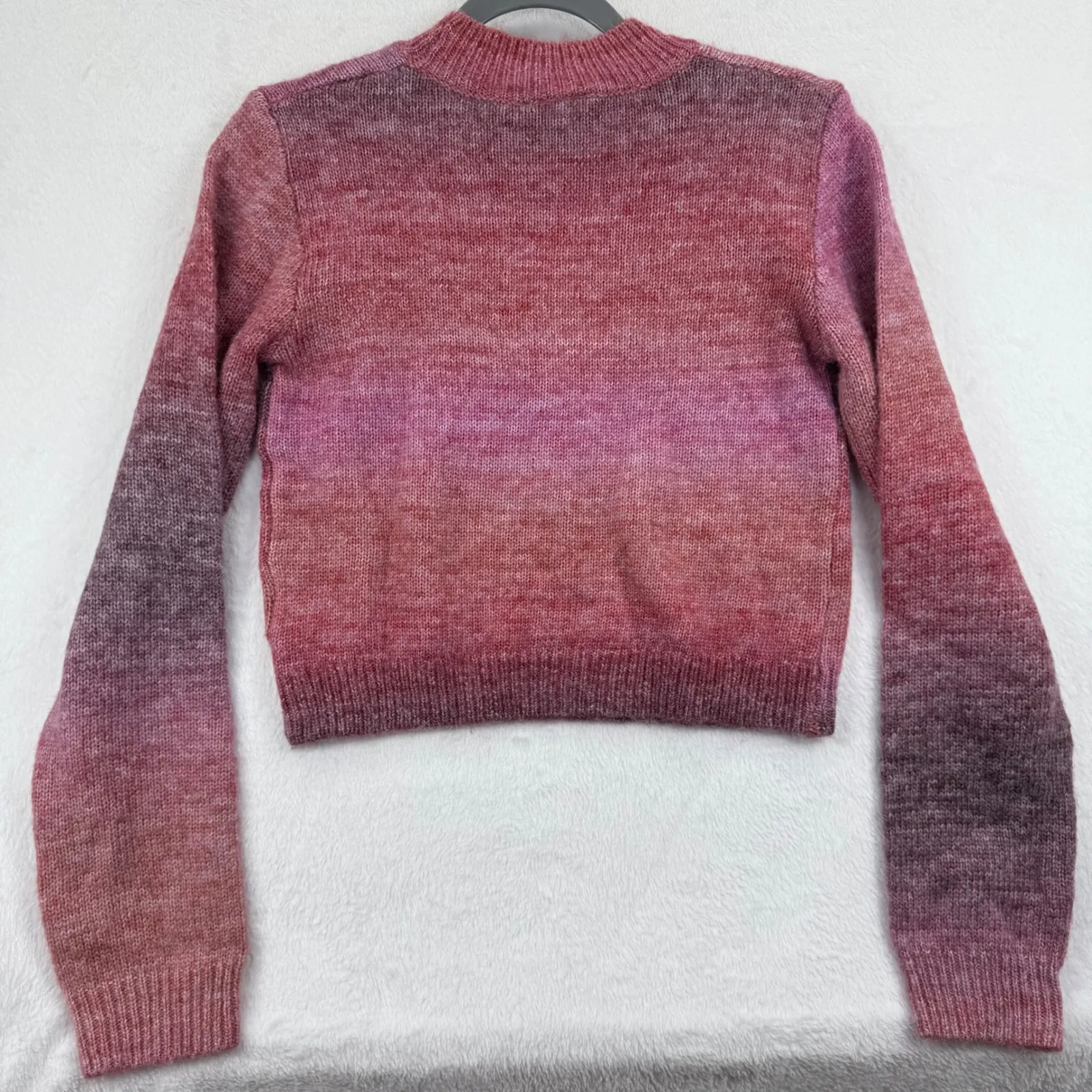 NIA Womens Samira Pullover Sweater Size L Pink Purple Ombre Knit Crew Neck Size L - Image 9