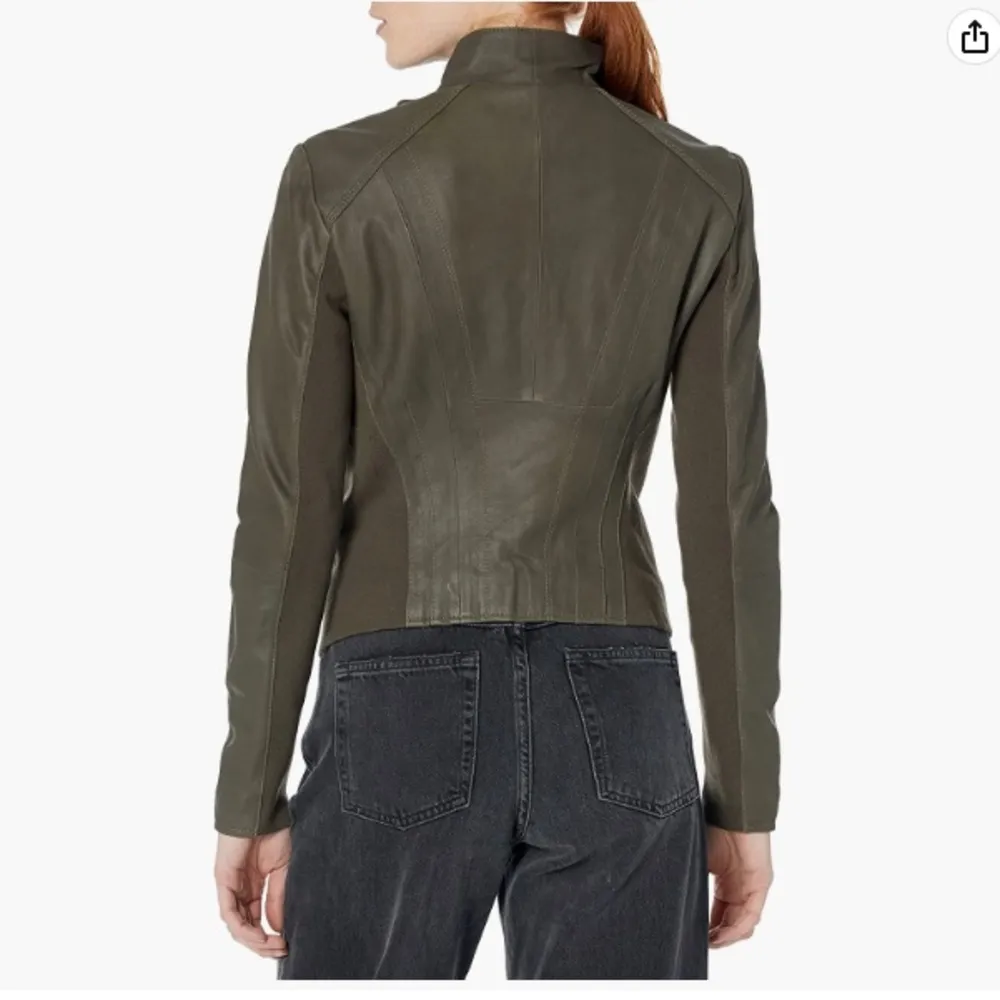 Marc New York by Andrew Marc Olive Army Green Moto Jacket Size M - Image 2