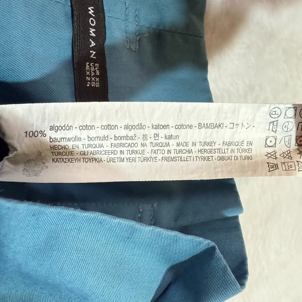 Zara Woman XS Teal Paperbag Wide Leg Pant Tie‎ Belt Minimalist Chic Summer Vaca - Image 9