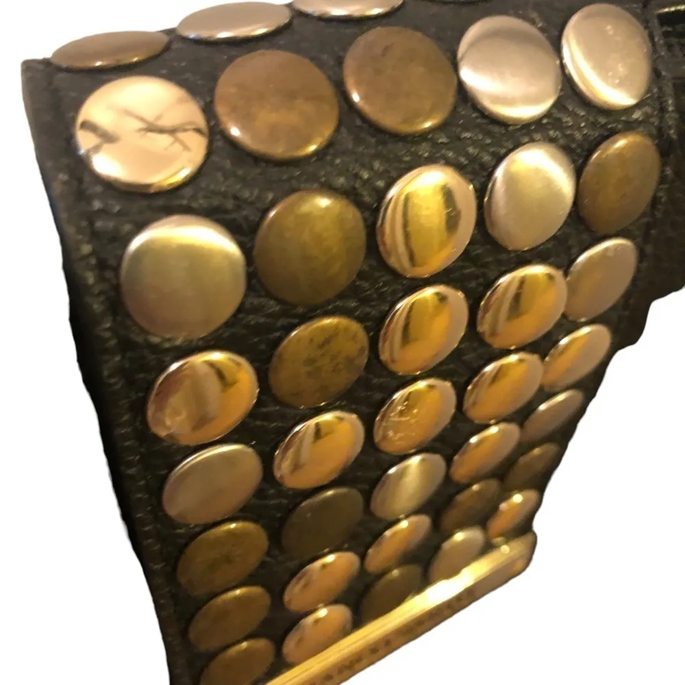 Franco Sarto Black Leather Crossbody Bag Metal Detail Snap Close 3 Compartments - Image 5