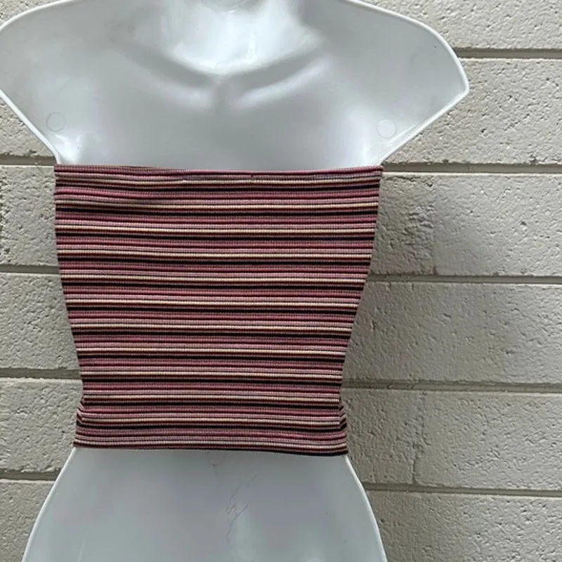 Brandy Melville  Jenny Striped Multicolor tube top one - Image 7