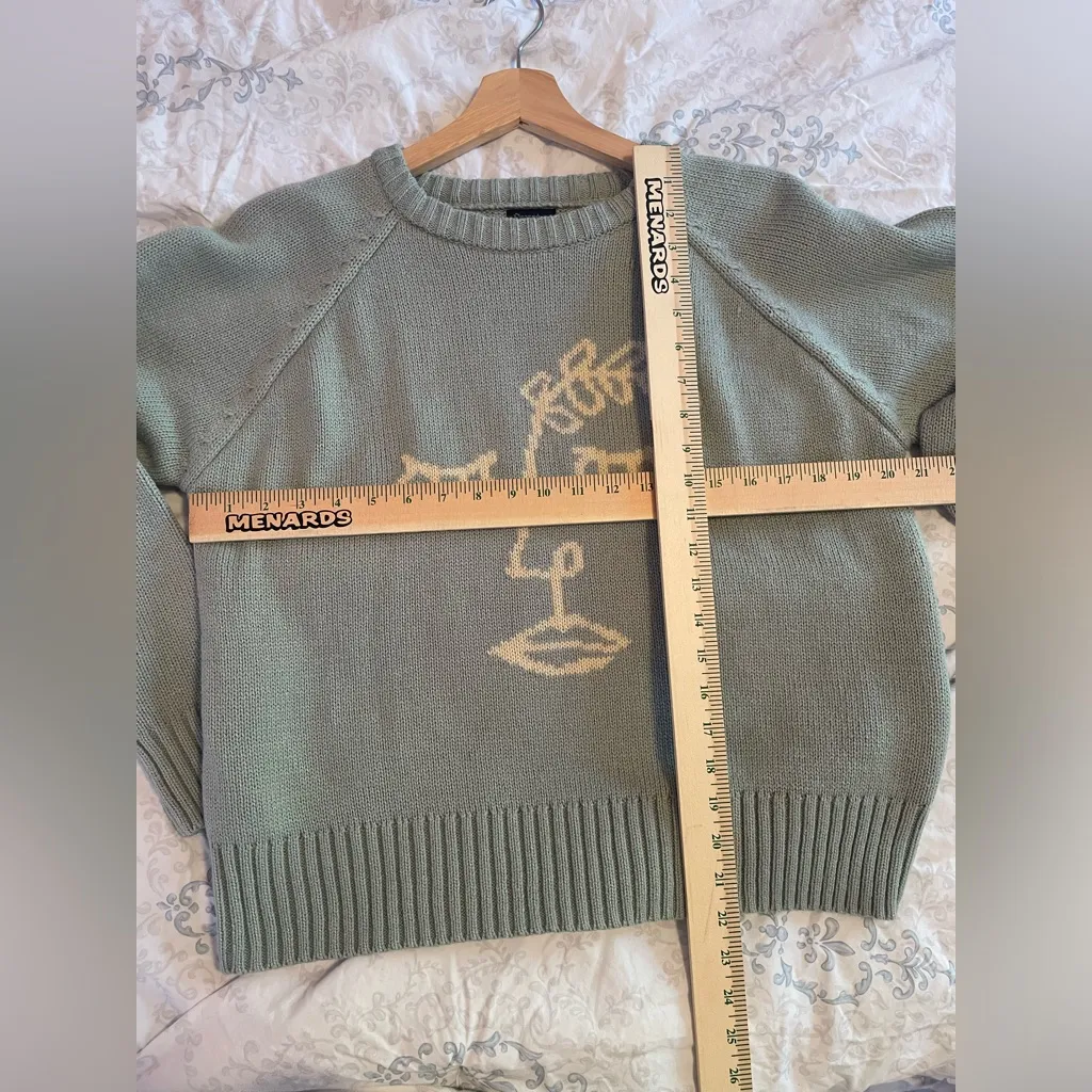 Pacsun desert dreamer green boho style Crewneck sweater face women size medium‎ - Image 5