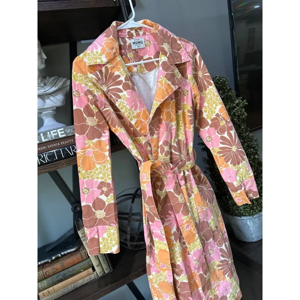 Show Me Your Mumu Nancy Trench Coat Retro Garden Womens Size XS - Image 12