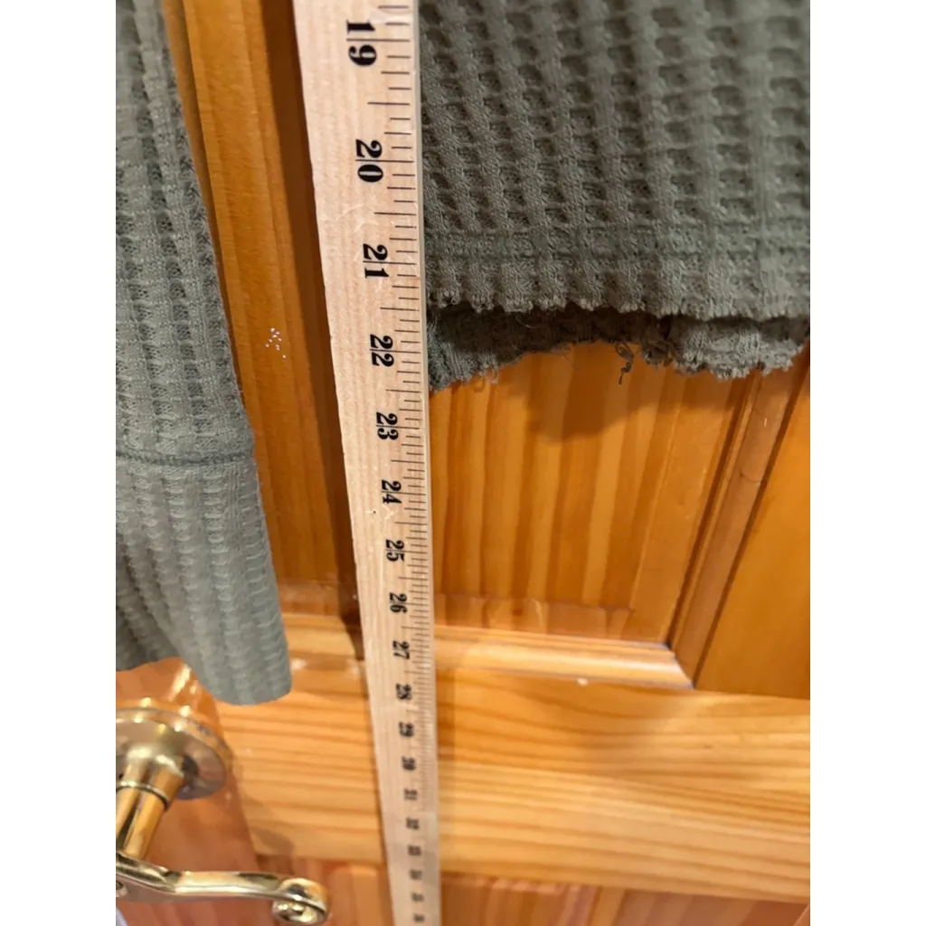 We The Free Free People Olive Green Waffle Knit Hooded Cropped Top XS - Image 7