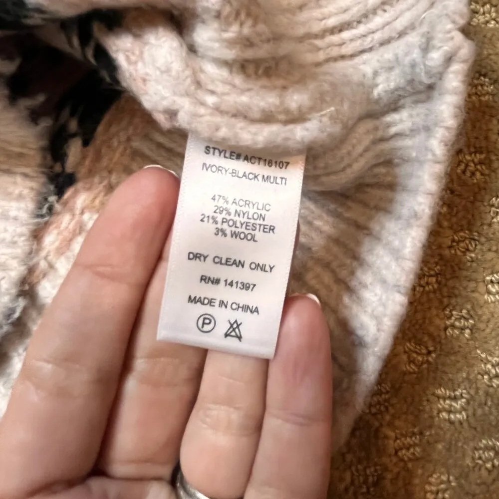 ASTR Maria Fair Isle Sweater Ivory/black SZ L Cabin Cozy Ski Winter Wool Apres - Image 8