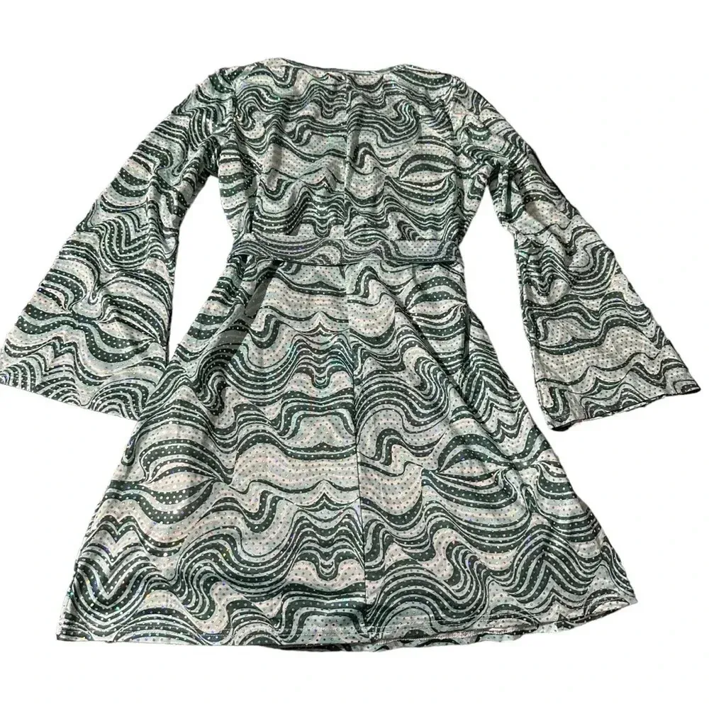 Hippie Disco 60s 70s Cosplay Costume Women Peace Love Girls Hip Dress Hippie Green - Image 3