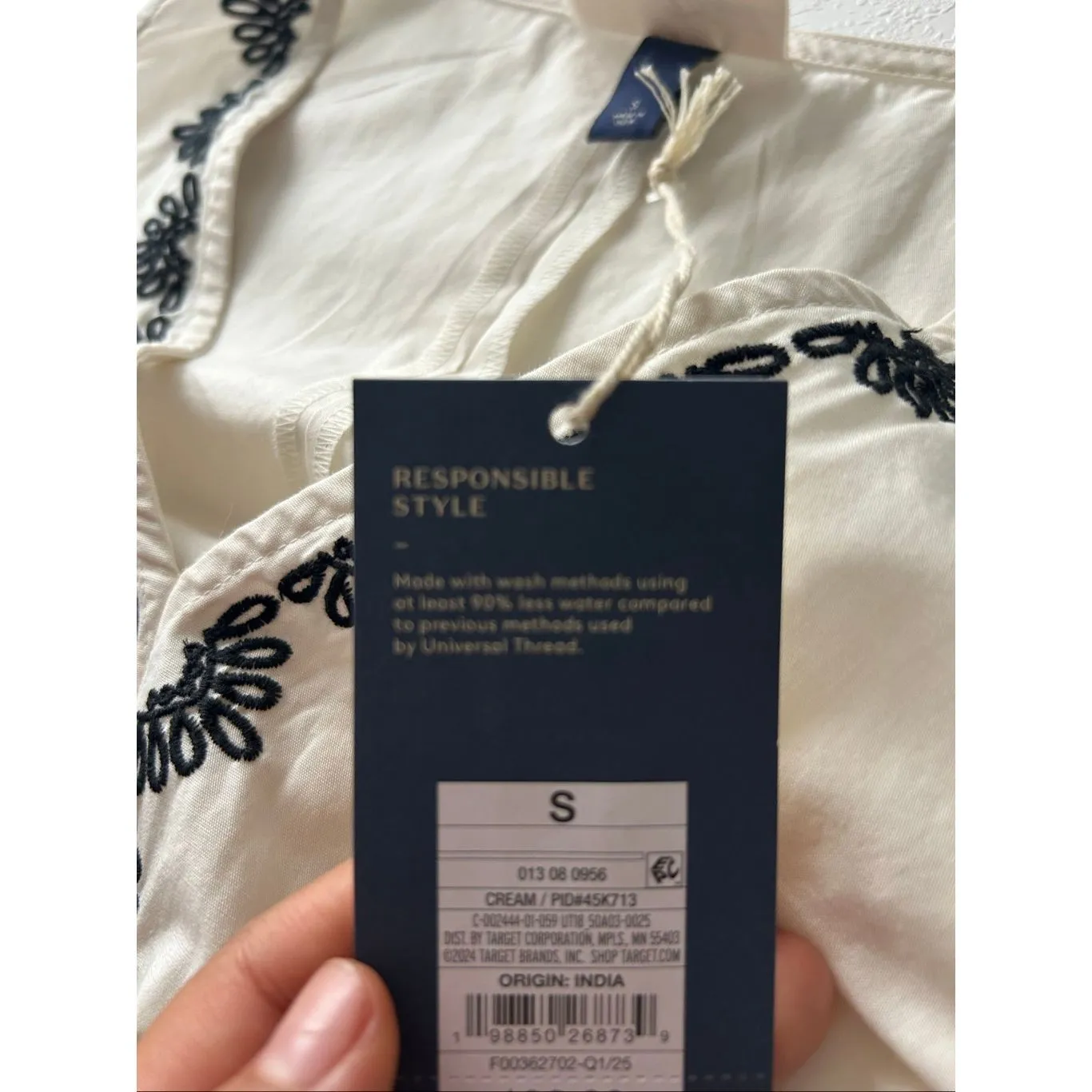 Universal Thread Cream Embroidered Midi Dress NWT Size Small - Image 5