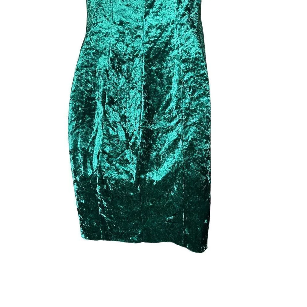 All That Jazz Vintage‎ Green Velvet Dress Size Medium - Image 6