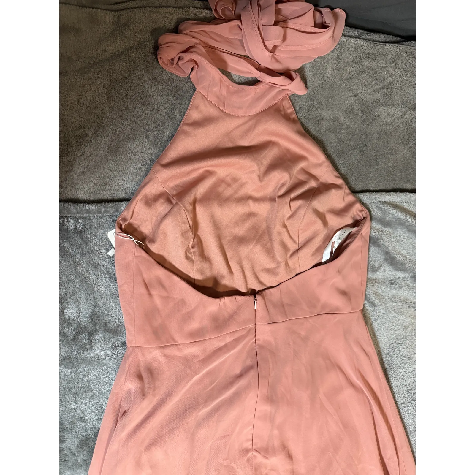 NWT After Six Size 10 Rose Pink‎ Chiffon Backless Halter Evening Gown Maxi Dress - Image 8