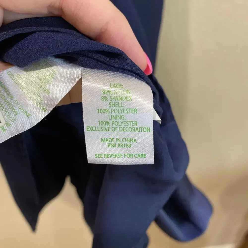 LILLY PULITZER Carolyn Lace Dress True Navy Preppy Coastal Size 4 - Image 10