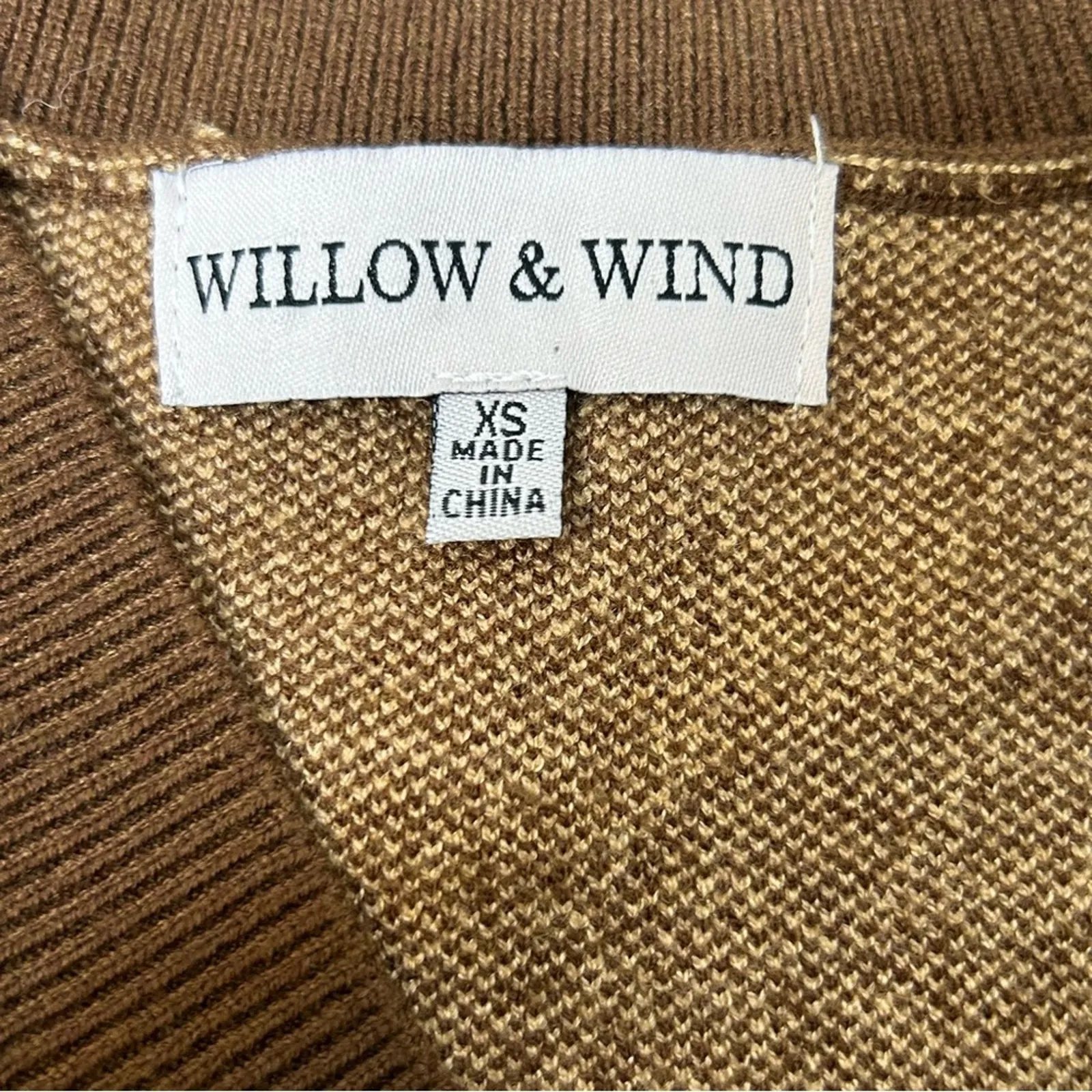 Willow & Wind Womens Sweater Vest Brown Tan Checkered Sleeveless Knit Top Size XS - Image 4