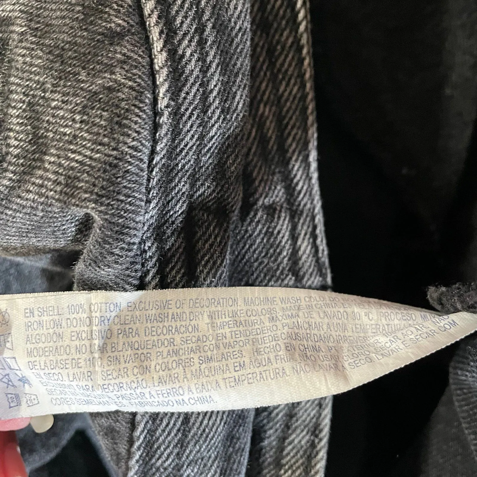 Forever 21 Black Washed Cropped Denim Moto Jacket Size L EUC - Image 4