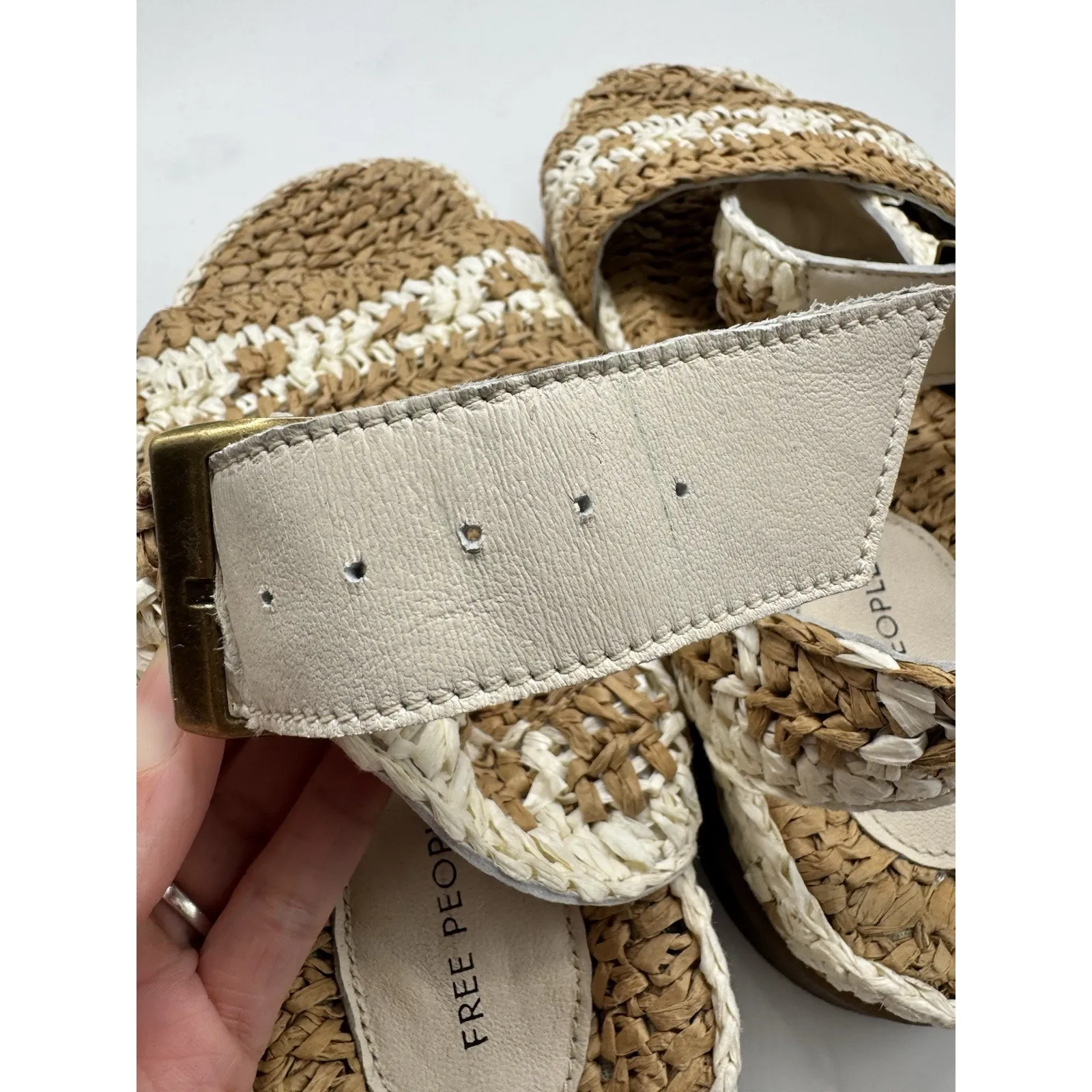 Free People Roma Raffia Sandals Size 8 Platform Bohemian Indie Woven Shoes - Image 9