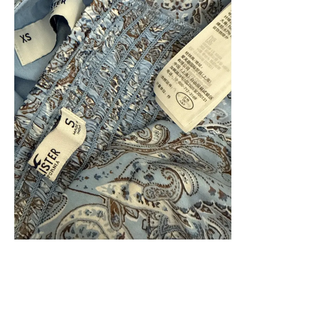 Hollister Y2K Babydoll 2 Piece Blue Paisley Satin Skirt Crop Top Set Size XS SM - Image 3