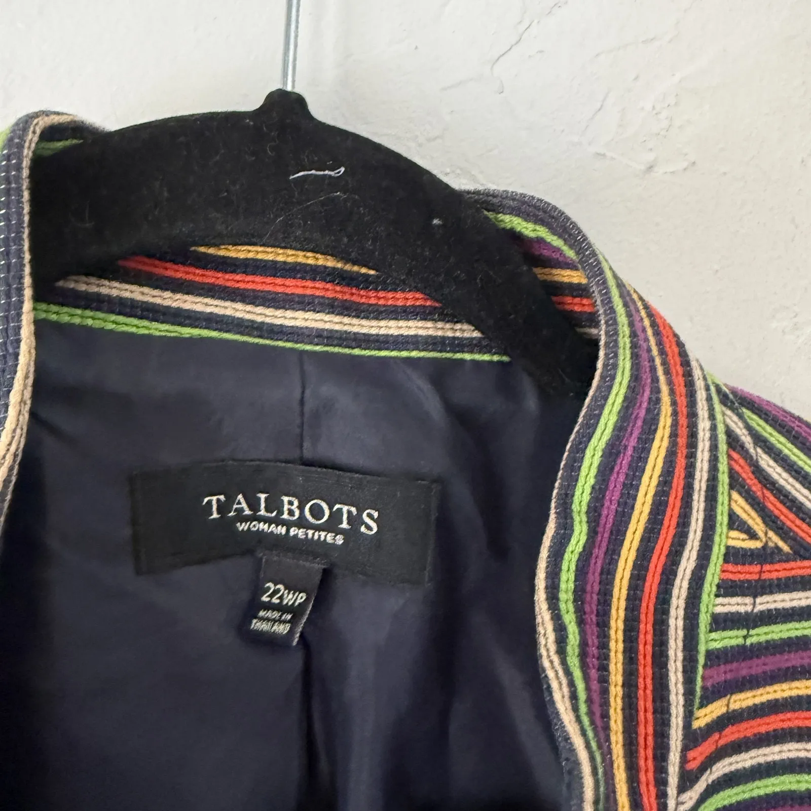 Talbots Blazer Womens 22WP Striped Two Button Lined Cotton Blend Jacket Plus Siz - Image 5