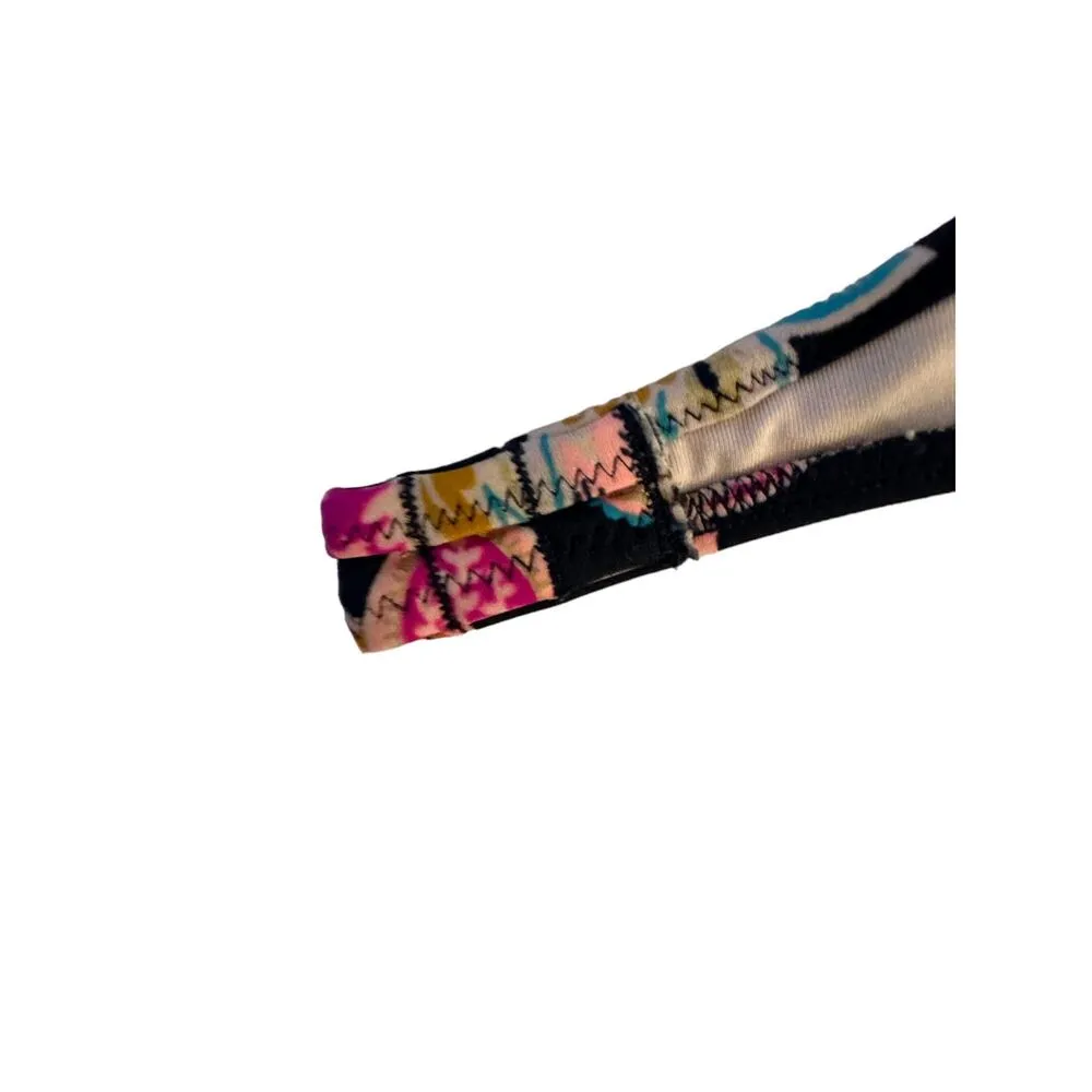 Shade & Shore Navy Blue & Pink Print Push-Up Halter Bikini Top Women's 34C - Image 9