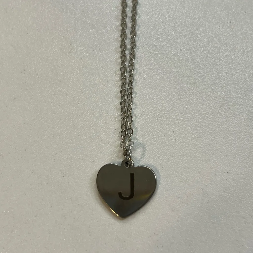 Elegant Silver Heart Necklace with Initial “J” Charm - Image 3