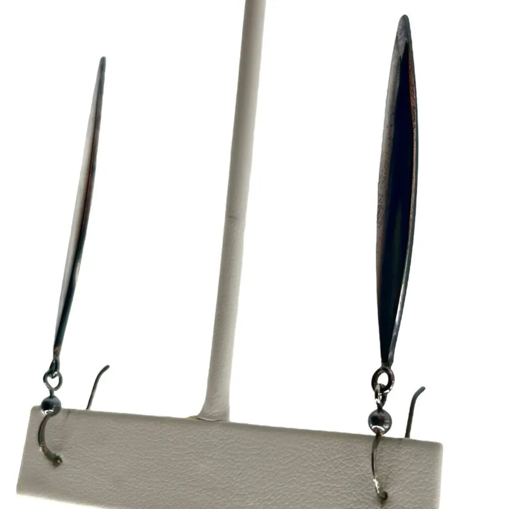 M Italy 925 Anodized Silver‎ Drop Dangle Earrings Classic Basic Elevated Basic Silver - Image 2