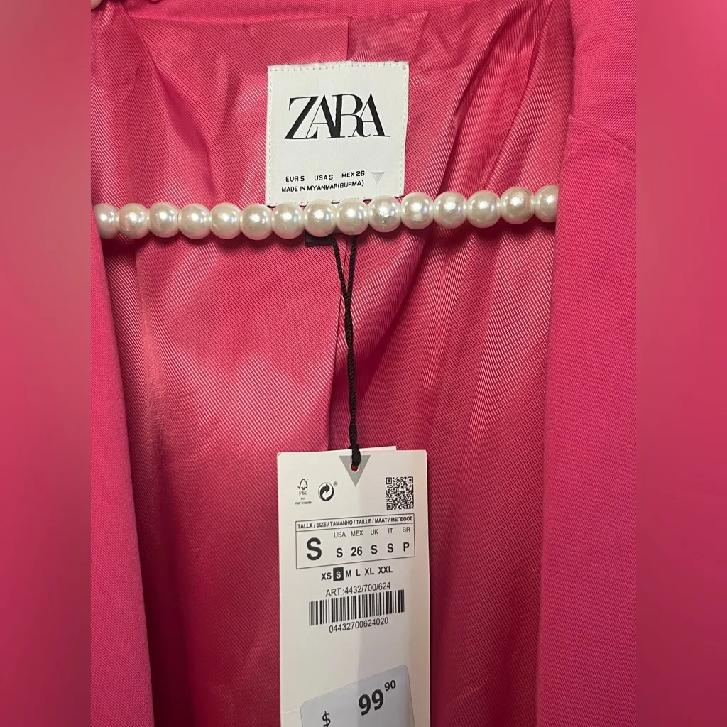Zara Vibrant Pink Oversized Blazer Size S FLAWED - Image 7