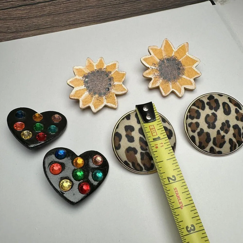 Large Statement Retro Mix Clip On Earrings Wood / Cloth Mix Lot Of 3 - Image 7
